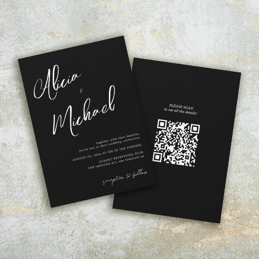 Einfache Namen Skript QR CODE Hochzeit Einladung