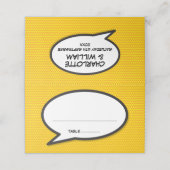 Einfache Namen und Date Comic Book Wedding Platzkarte (Außenseite Aufgefaltet)