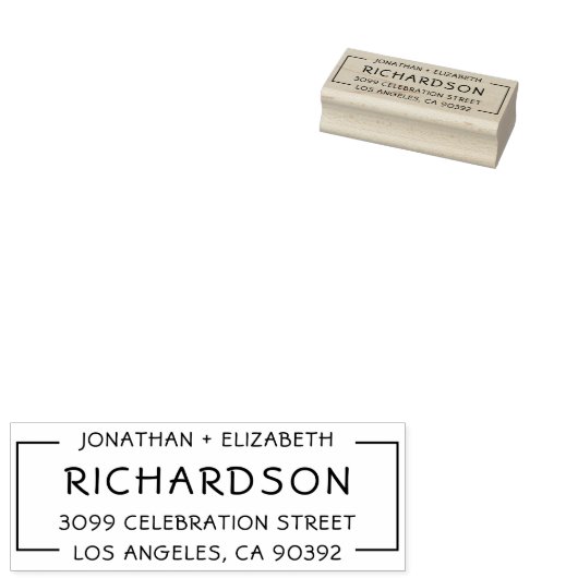 Einfache Namen und Familienname Hochzeit-Rücksende Gummistempel (Stempel)