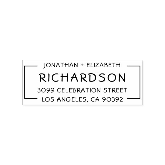 Einfache Namen und Familienname Hochzeit-Rücksende Gummistempel (Prägung)