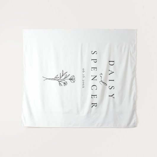 Einfache Namen und Schwarz-Weiß-Hochzeit Wandteppich (Vorderseite (Horizontal))