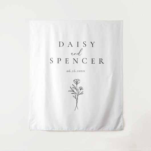 Einfache Namen und Schwarz-Weiß-Hochzeit Wandteppich (Vorderseite)