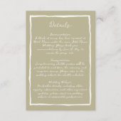 Einfache Natur-Grüne Hand Hochzeitsdetails Begleitkarte (Vorderseite)