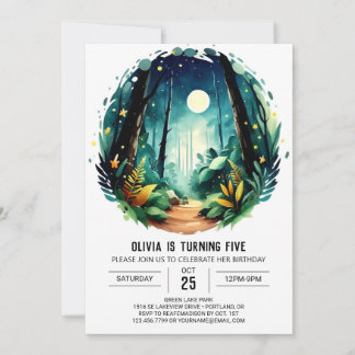 Einfache Natur Kids Woodland Geburtstag Einladung