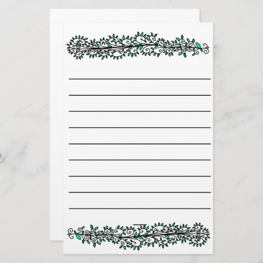 Einfache Natur Pflanze Vine Muster Schreibpapier Briefpapier (Vorne/Hinten)
