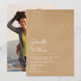 Einfache Naturschrift Rustic Kraft Foto Hochzeit Einladung