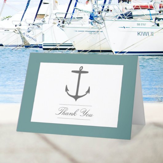 Einfache Nautic Anchor-Hochzeit | AQUAMARIN Dankeskarte