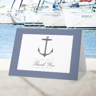 Einfache Nautic Anchor-Hochzeit   Dusty Blue Dankeskarte
