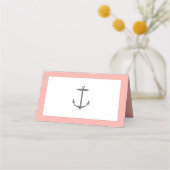 Einfache Nautic Anchor-Hochzeit | Korallen Platzkarte (Rückseite)