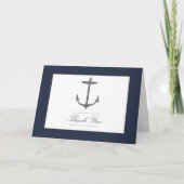 Einfache Nautic Anchor-Hochzeit | Marineblau Dankeskarte (Vorderseite)