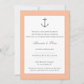 Einfache Nautic Anchor-Hochzeit | Peach Einladung (Vorderseite)