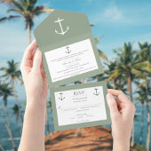 Einfache Nautic Anchor-Hochzeit | Sage Green All In One Einladung