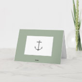 Einfache Nautic Anchor-Hochzeit | Sage Green Dankeskarte (Rückseite)