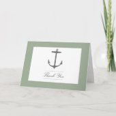 Einfache Nautic Anchor-Hochzeit | Sage Green Dankeskarte (Vorderseite)