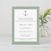 Einfache Nautic Anchor-Hochzeit | Sage Green Einladung (Stehend Vorderseite)