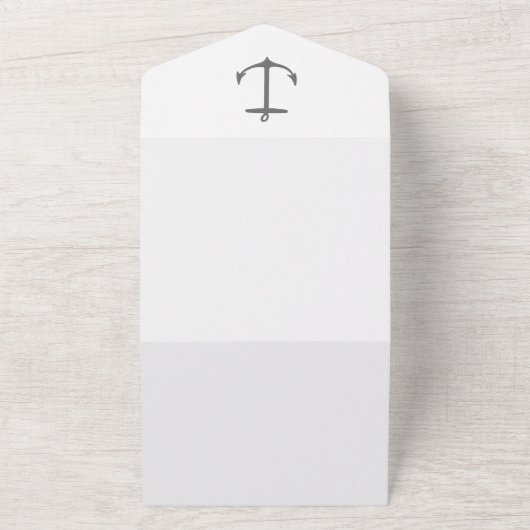 Einfache Nautic Anchor-Hochzeit | weiß All In One Einladung (Außenbereich)