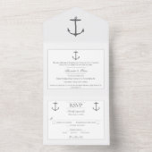 Einfache Nautic Anchor-Hochzeit | weiß All In One Einladung (Innen Boden)