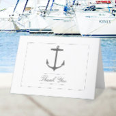 Einfache Nautic Anchor-Hochzeit | weiß Dankeskarte