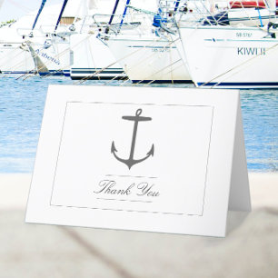 Einfache Nautic Anchor-Hochzeit   weiß Dankeskarte