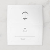 Einfache Nautic Anchor-Hochzeit | weiß Platzkarte (Außenseite Aufgefaltet)