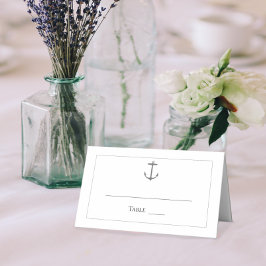 Einfache Nautic Anchor-Hochzeit | weiß Platzkarte