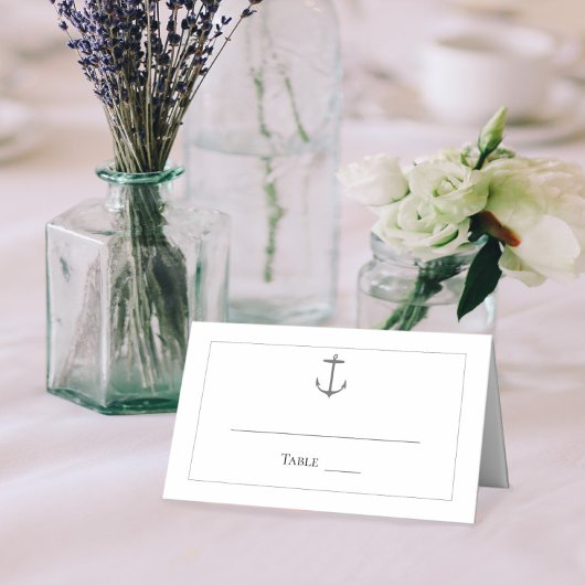 Einfache Nautic Anchor-Hochzeit | weiß Platzkarte