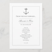 Einfache Nautic Anchor-Hochzeit | weiß Programm (Vorderseite)