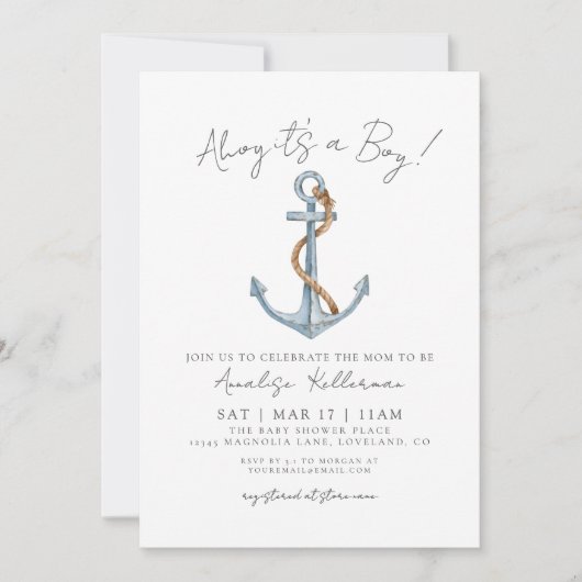 Einfache Nautical Baby-Dusche Einladung (Vorderseite)