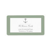 Einfache nautische Ankerhochzeit Grüne Adresse Adressaufkleber (Vorne)