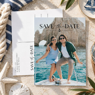 Einfache nautische Foto-Hochzeit Save-the-Date-Kar Ankündigungspostkarte