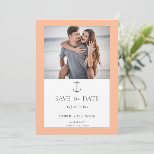 Einfache Nautische Verankerung Save the Date | Pea (Stehend Vorderseite)