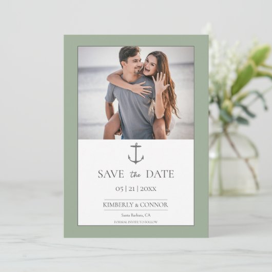 Einfache Nautische Verankerung Save the Date | Sag (Stehend Vorderseite)