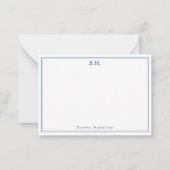 Einfache Navy Blue 2 Monogram Name Minimale Grenze Mitteilungskarte (Vorderseite)