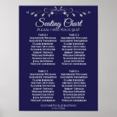 Einfache Navy Blue 4 Table Wedding Chart Poster (Vorne)