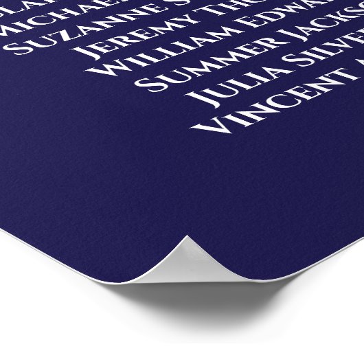 Einfache Navy Blue 4 Table Wedding Chart Poster (Ecke)