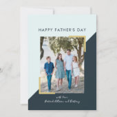 Einfache Navy Blue Blocks Foto Vatertag Card Einladung (Vorderseite)