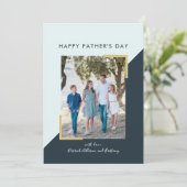Einfache Navy Blue Blocks Foto Vatertag Card Einladung (Stehend Vorderseite)