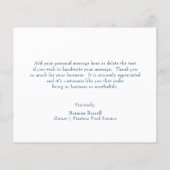 Einfache Navy Blue Budget Geschäft Danke Karte (Rückseite)