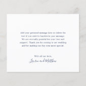 Einfache Navy Blue Budget Hochzeit Dankeschön Kart (Rückseite)