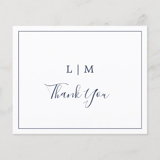 Einfache Navy Blue Budget Hochzeit Dankeschön Kart (Vorderseite)