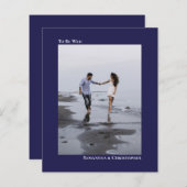 Einfache Navy Blue BUDGET Hochzeit Foto Einladung (Vorne/Hinten)