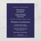 Einfache Navy Blue BUDGET Hochzeit Foto Einladung (Rückseite)