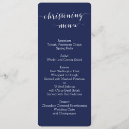 Einfache Navy Blue Christening Menu Cards Menükarte