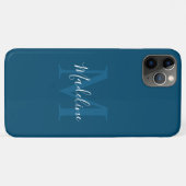 Einfache Navy Blue Elegant Script Monogram Case-Mate iPhone Hülle (Rückseite (Horizontal))