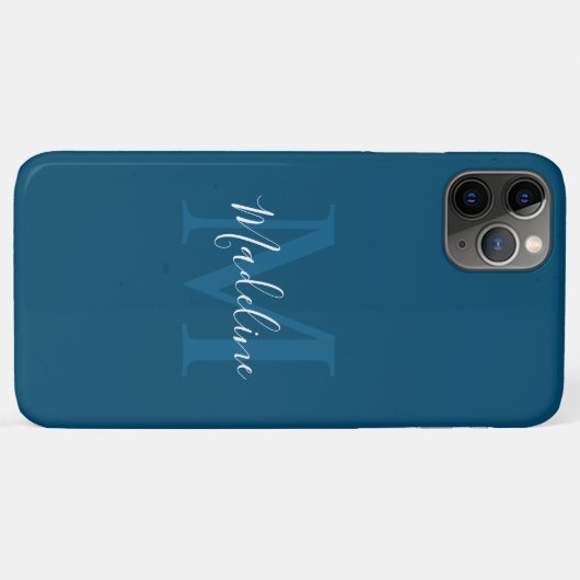 Einfache Navy Blue Elegant Script Monogram Case-Mate iPhone Hülle (Rückseite (Horizontal))