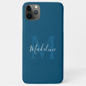 Einfache Navy Blue Elegant Script Monogram Case-Mate iPhone Hülle (Rückseite)