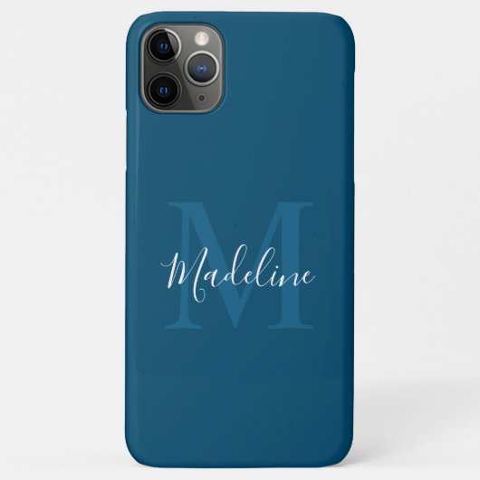 Einfache Navy Blue Elegant Script Monogram Case-Mate iPhone Hülle (Rückseite)
