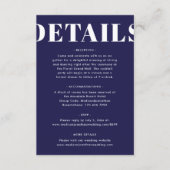 Einfache Navy Blue fett Moderne Hochzeitsdetails Begleitkarte (Vorderseite)