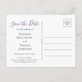 Einfache Navy Blue Floral Save the Date Einladungspostkarte (Rückseite)