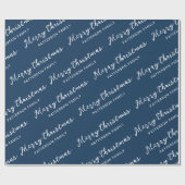 Einfache Navy Blue Frohe Weihnachtsfamilie Name Geschenkpapier (Flach)